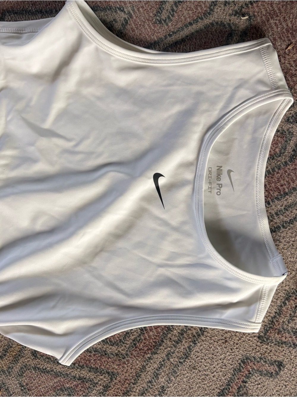 Nike White Dri-FIT Pro Sleeveless Athletic Tank